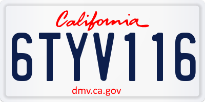 CA license plate 6TYV116