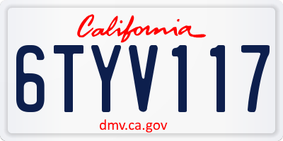 CA license plate 6TYV117