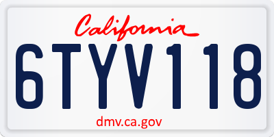 CA license plate 6TYV118