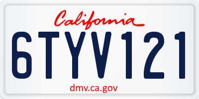 CA license plate 6TYV121