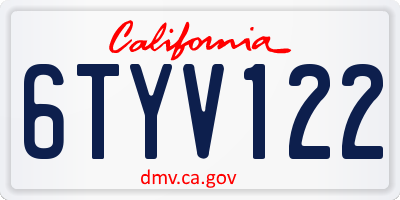 CA license plate 6TYV122