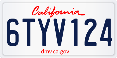 CA license plate 6TYV124