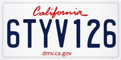 CA license plate 6TYV126