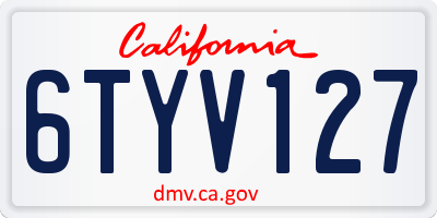 CA license plate 6TYV127