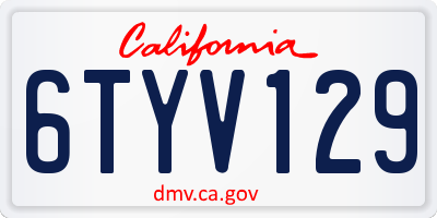 CA license plate 6TYV129