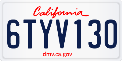 CA license plate 6TYV130