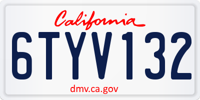 CA license plate 6TYV132