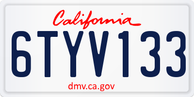 CA license plate 6TYV133