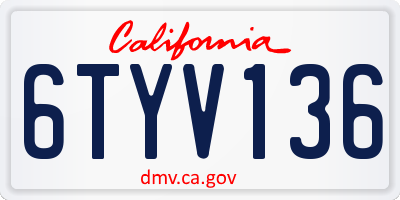 CA license plate 6TYV136