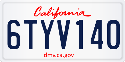 CA license plate 6TYV140