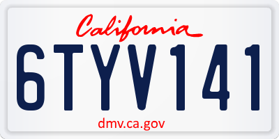 CA license plate 6TYV141