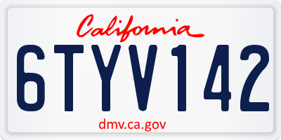 CA license plate 6TYV142