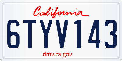 CA license plate 6TYV143
