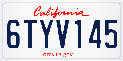 CA license plate 6TYV145