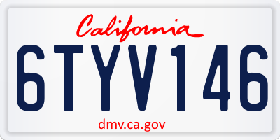 CA license plate 6TYV146