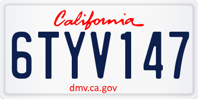CA license plate 6TYV147