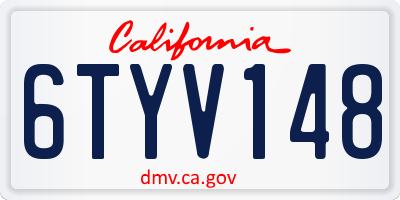 CA license plate 6TYV148