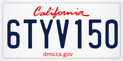 CA license plate 6TYV150