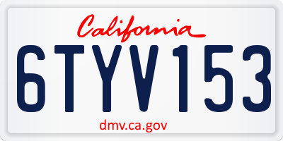 CA license plate 6TYV153
