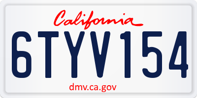 CA license plate 6TYV154