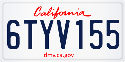 CA license plate 6TYV155