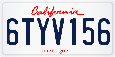 CA license plate 6TYV156
