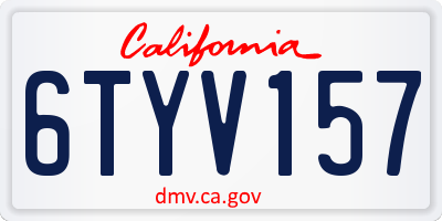 CA license plate 6TYV157