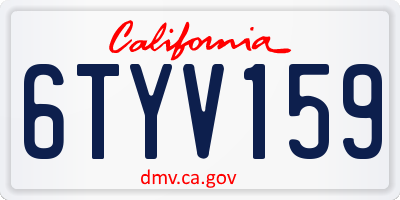 CA license plate 6TYV159