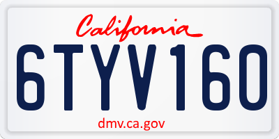 CA license plate 6TYV160