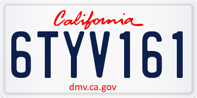 CA license plate 6TYV161