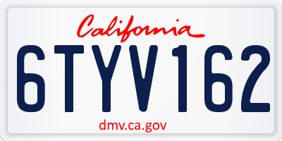 CA license plate 6TYV162