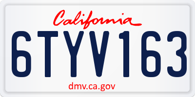 CA license plate 6TYV163