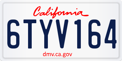 CA license plate 6TYV164