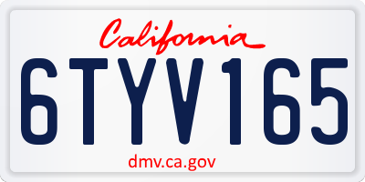CA license plate 6TYV165