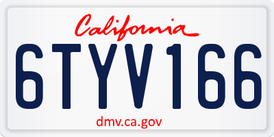 CA license plate 6TYV166