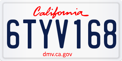 CA license plate 6TYV168