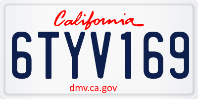 CA license plate 6TYV169