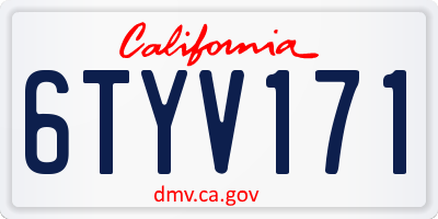 CA license plate 6TYV171