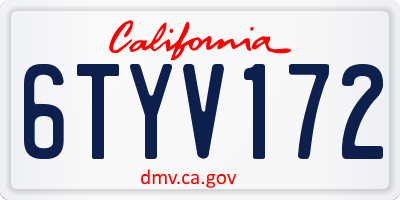 CA license plate 6TYV172