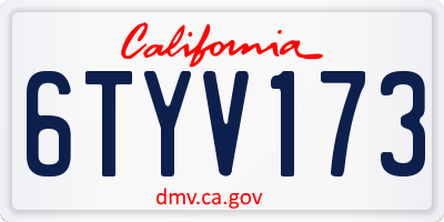 CA license plate 6TYV173