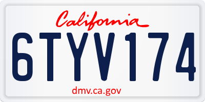 CA license plate 6TYV174