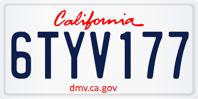 CA license plate 6TYV177