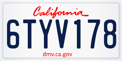 CA license plate 6TYV178