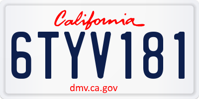 CA license plate 6TYV181