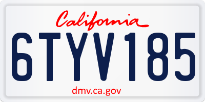 CA license plate 6TYV185