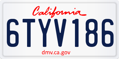 CA license plate 6TYV186