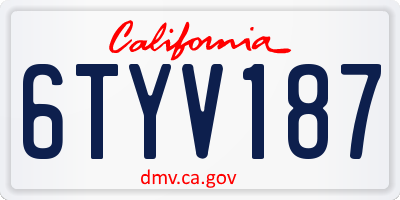 CA license plate 6TYV187