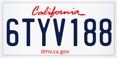 CA license plate 6TYV188