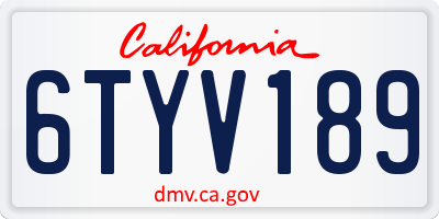 CA license plate 6TYV189