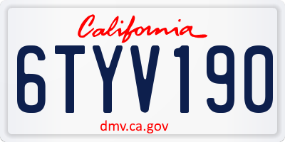 CA license plate 6TYV190